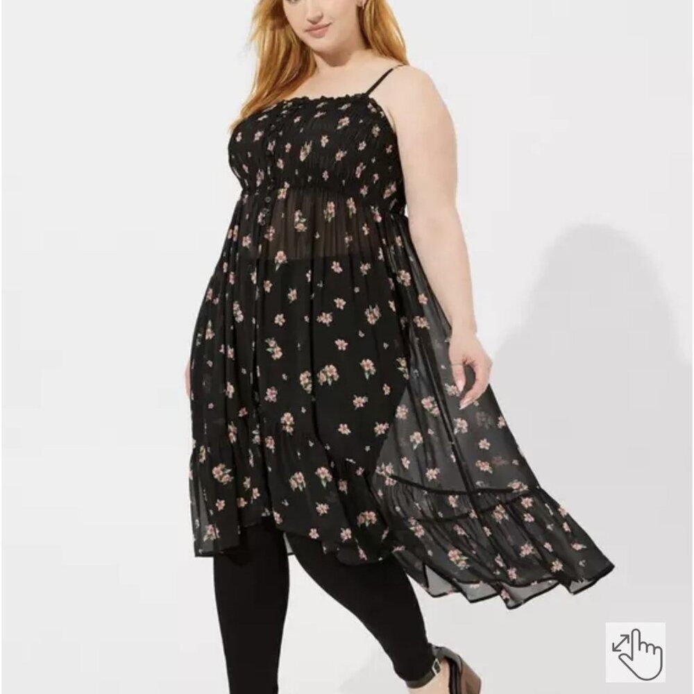 Torrid - Chiffon Button Up Sleeveless Tunic